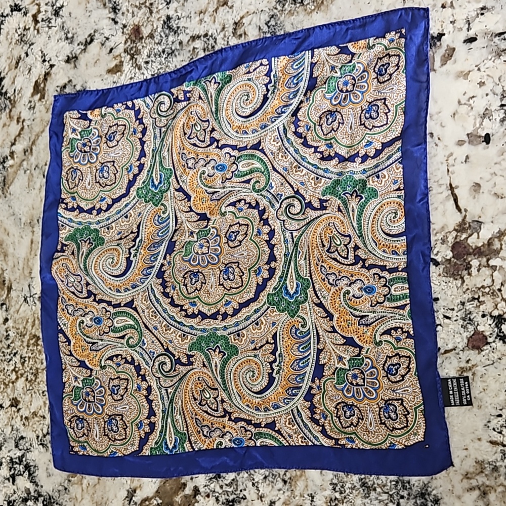 Blue Paisley Pocket Square